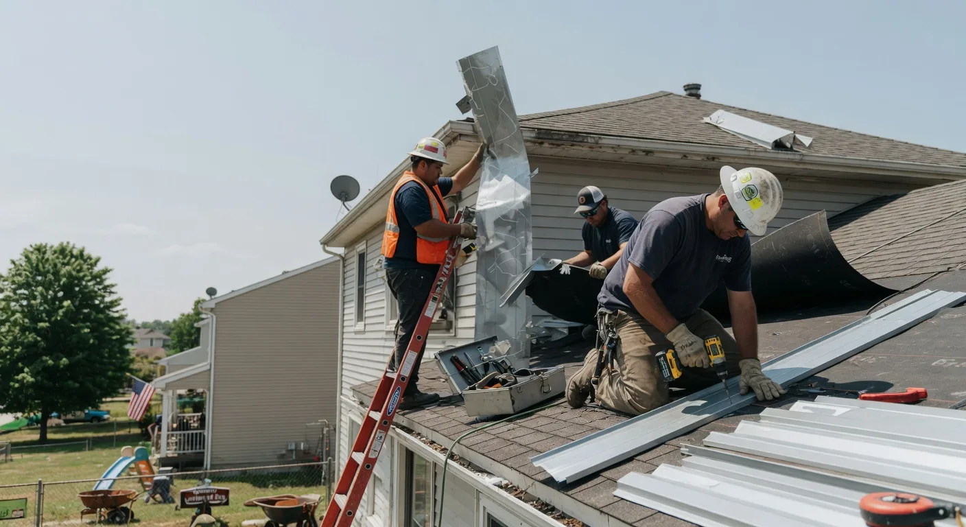 Storm Damage Metal Roof Repair in New Holland, IL